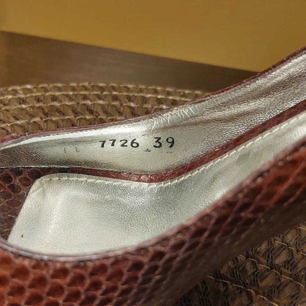 Dolce and Gabbana Snakeskin Peep Toe Heels Size 39